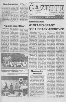 Gazette Community Weekly (Nipigon, ON), 19 Oct 1983