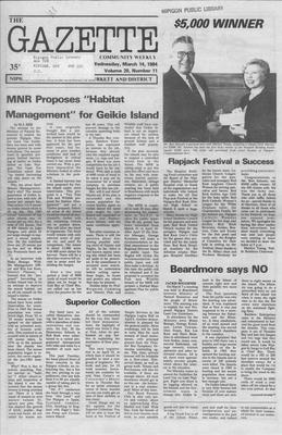 Gazette Community Weekly (Nipigon, ON), 14 Mar 1984