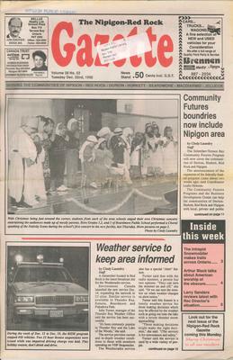 Nipigon Red-Rock Gazette, 22 Dec 1992