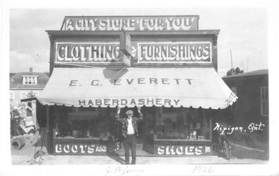 E.C. Everett's store, 1926, Nipigon, Ontario, CANADA