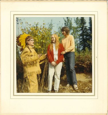 Colour photo of Mr. Everett and two children