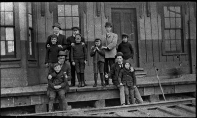 Group of people at the Otterville train station