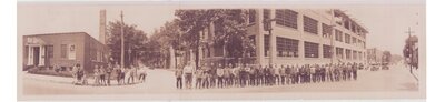 Employees of Dunker's Contractors In Front of La France Textiles, Woodstock