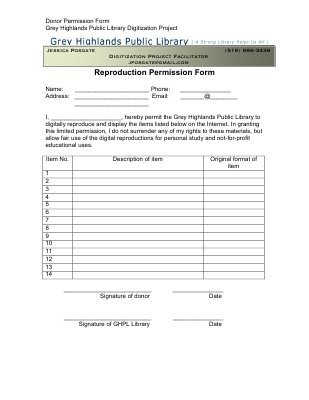 Donor Permission Form