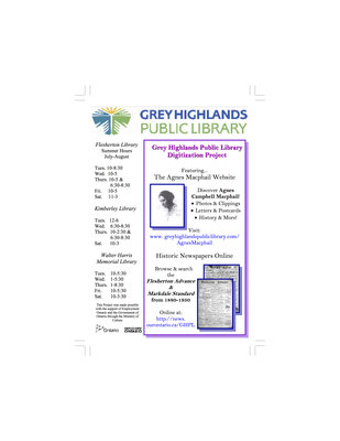 Grey Highlands Public Library, Digitization Project Advertisement