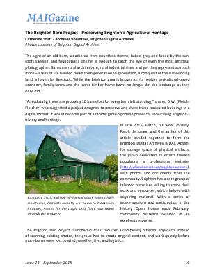 The Brighton Barn Project - Preserving Brighton's Agricultural Heritage