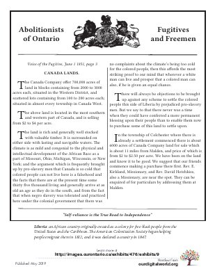 Abolitionists: Canada Lands