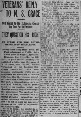 <i>Daily British Whig</i> Covering a Kingston Veteran's Protest Regarding His Right to Vote, 1919