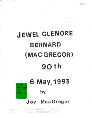 Jewel Glenore Bernard (MacGregor) : 90th [on the] 6 May, 1993