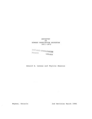 Ancestry of Edward Norrington Haughton, 1811-1872
