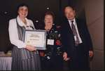 Hazel Thornton-Lazier receives Ontario Library Trustees' Association award from 1999 OLTA President Audrey Lawrence and 2000 OLTA President Robin Dunbar