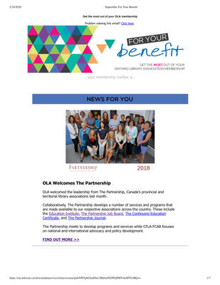 OLA eNewsletter (Toronto, ON: Ontario Library Association), 6 Sep 2018