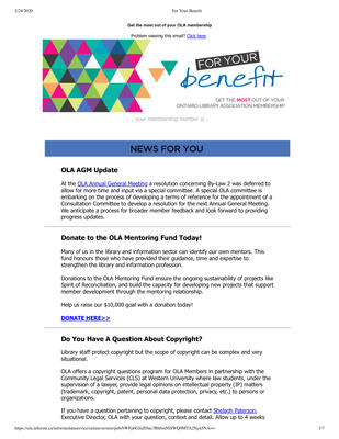 OLA eNewsletter (Toronto, ON: Ontario Library Association), 7 Mar 2019