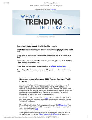 OLA eNewsletter (Toronto, ON: Ontario Library Association), 23 May 2019