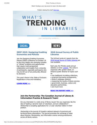 OLA eNewsletter (Toronto, ON: Ontario Library Association), 26 Sep 2019