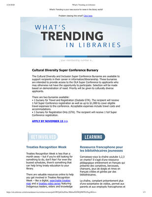 OLA eNewsletter (Toronto, ON: Ontario Library Association), 24 Oct 2019