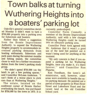 Town balks at turning Wuthering Heights into a boater's parking lot