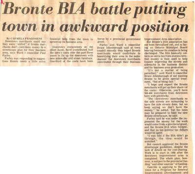 Bronte BIA battle putting town in awkward position