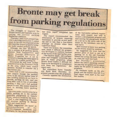 Bronte may get break from parking regulations