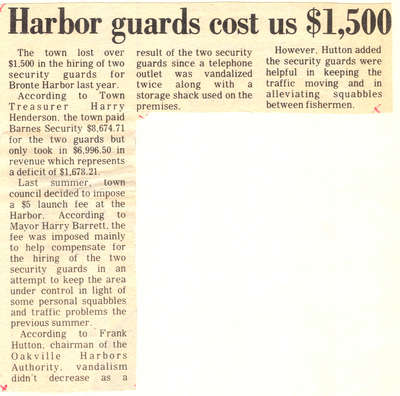 Harbor guards cost us $1,500