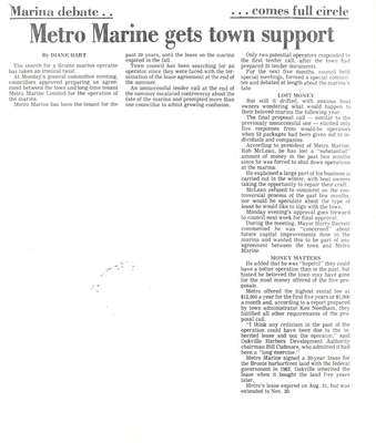 Metro Marine gets town support