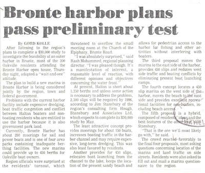 Bronte harbor plans pass preliminary test