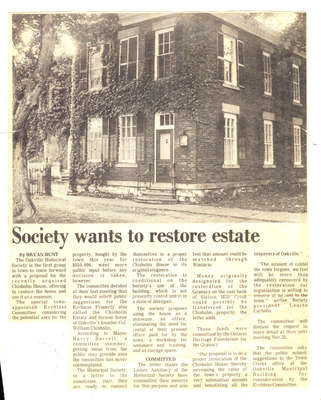 Society wants to restore estate