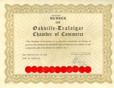 Honorary Member of Oakville-Trafalgar Chamber of Commerce