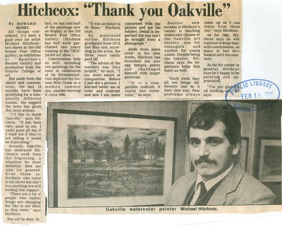 Hitchcox: &quot;Thank you Oakville&quot;