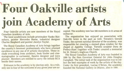 Four Oakville artist join Academy of Arts