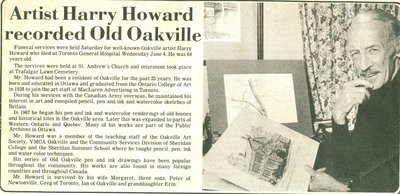 Artist Harry Howard recorded Old Oakville