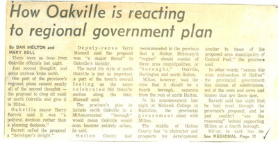 How Oakville is reacting to regional government plan