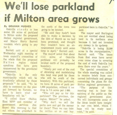 We'll lose parkland if Milton area grows