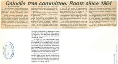 Oakville tree committee: Roots since 1964