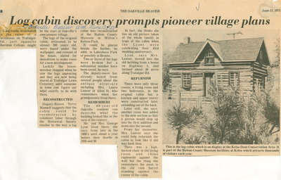 Log cabin discovery prompts pioneer village plans