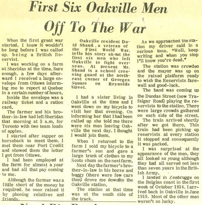 First six Oakville men off to the war