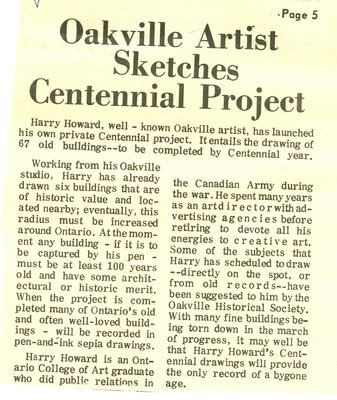 Oakville Artist Sketches Centennial Project
