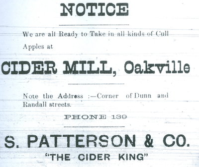 Patterson's Cider Mill advertisement