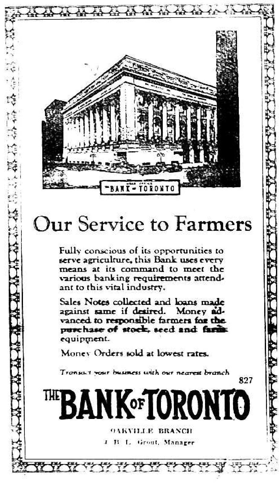 The Bank of Toronto Advertisement (1928)