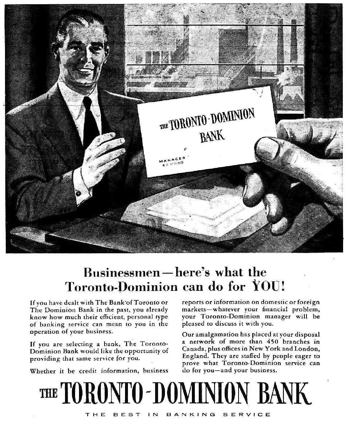 The Toronto-Dominion Bank Advertisement, 1955