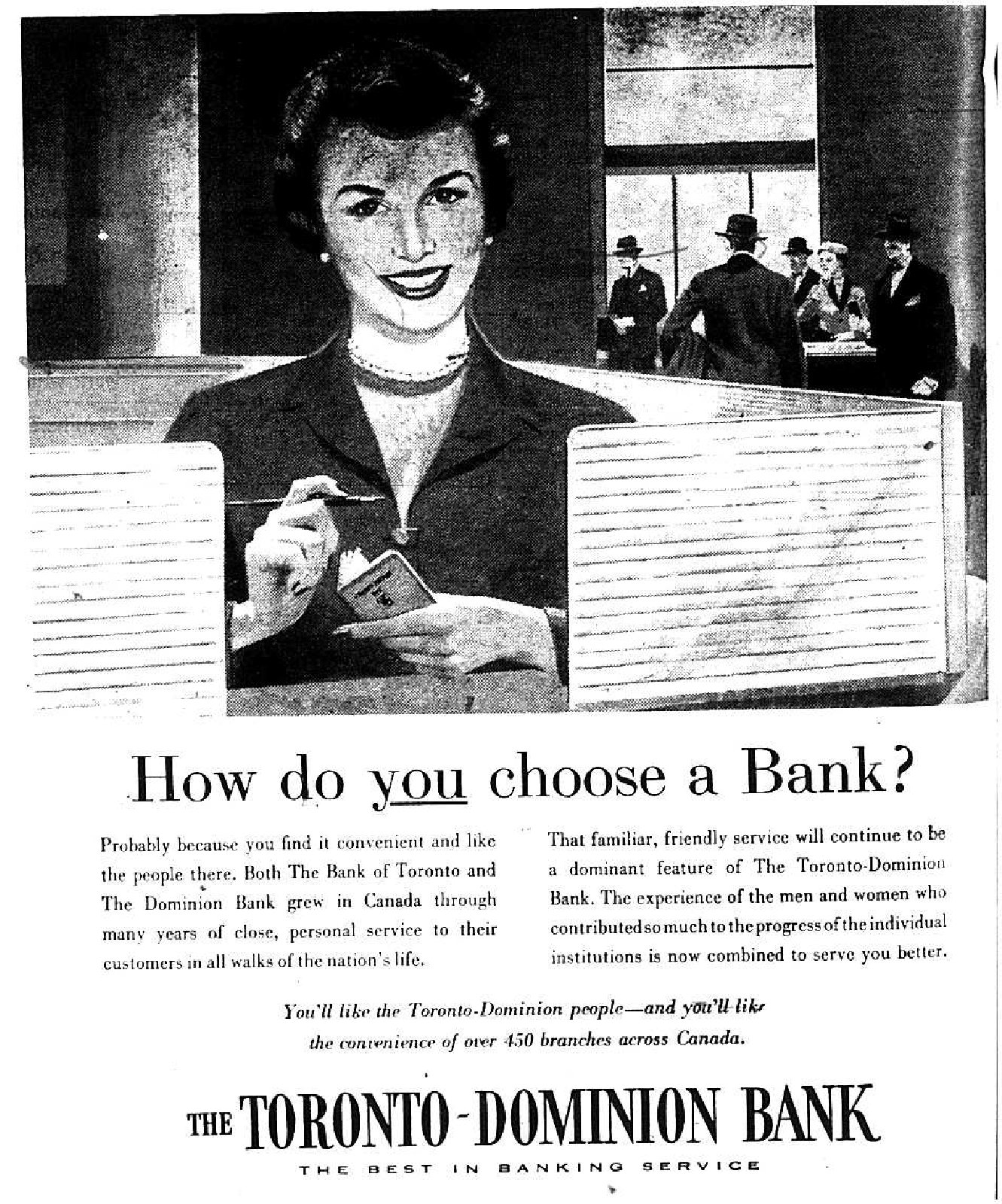 The Toronto-Dominion Bank Advertisement (1955)