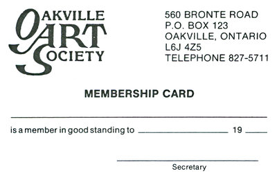 Oakville Art Society Membership Card