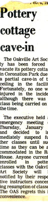 Newspaper clipping: Cottage roof caves in.