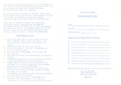 1967 'Art in the Park' entry form