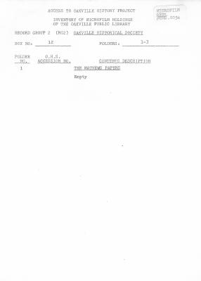 Microfilm Collection Index - Mathews Papers, Miscellaneous Papers