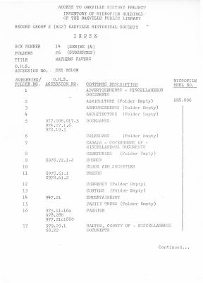 Microfilm Collection Index - Mathews Papers, Patterns