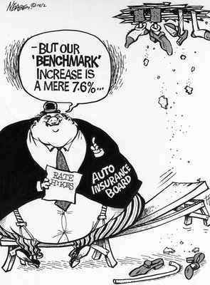 Steve Nease Editorial Cartoons: Auto-Insurance Board Benchmark