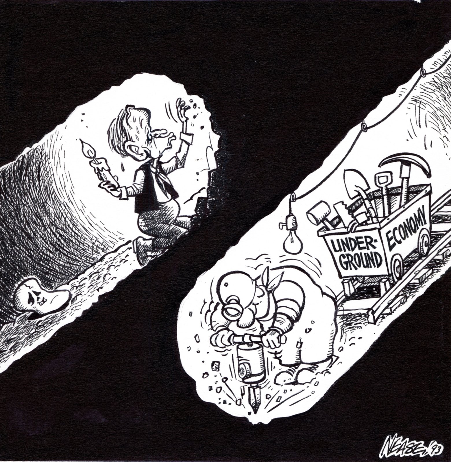 Steve Nease Editorial Cartoons Chretien Vs Underground Economy Oakville Images