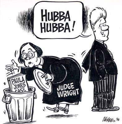 Steve Nease Editorial Cartoons: Bill Clinton and Judge Wright