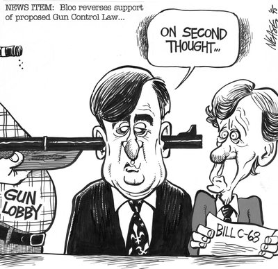 Steve Nease Editorial Cartoons: Bloc Reverses Support of Gun Control Law